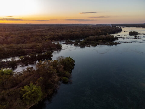 Wonderful Tocantins River with its tributaries forming islands just after sunset © Rodrigo