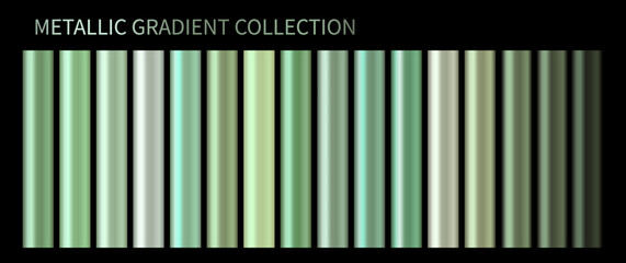 Vector Gradient colors set. Green, emerald, chromium organic gradient swatches set vector. Shiny, elegant chrome colors gradation for border, logo, label design, frame, ribbon, award vector - obrazy, fototapety, plakaty