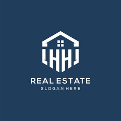 Letter HH logo for real estate with hexagon style