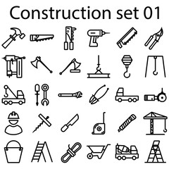 Construction outline set icon,construction, home repair tools. Thin line web icons collection. Simple vector illustration