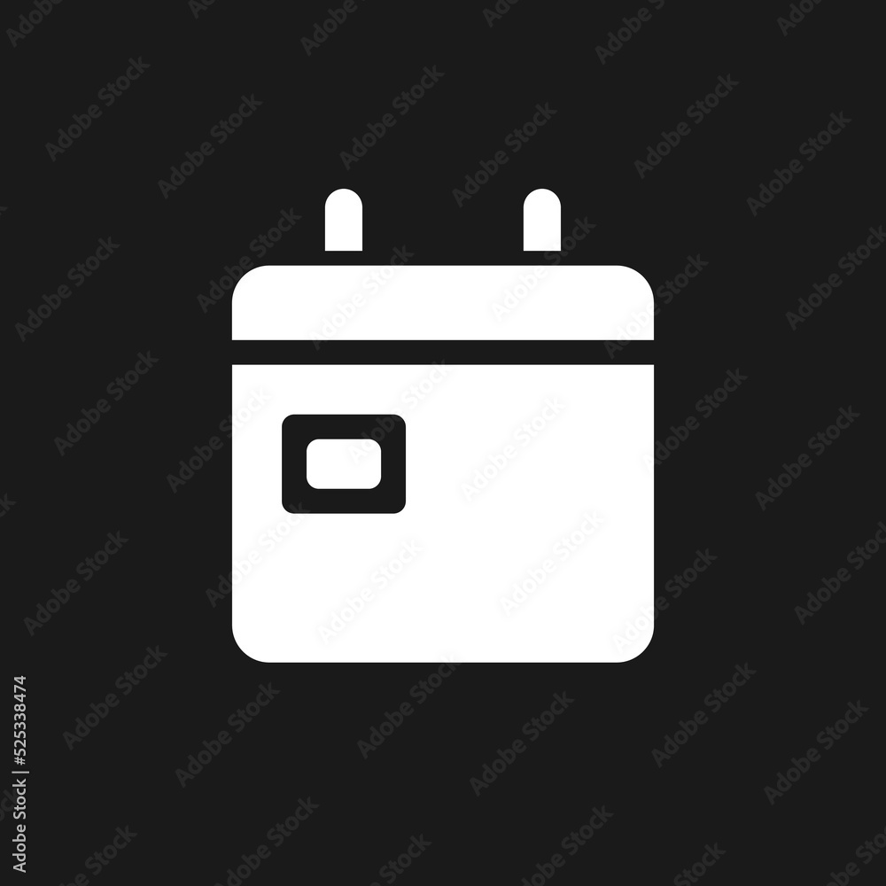 Poster calendar dark mode glyph ui icon. planner. simple filled line element. user interface design. white 