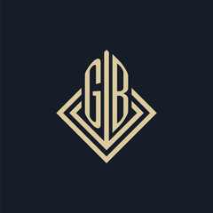 Initials GB logo rhombus lines shape style, luxury modern real estate logo design - obrazy, fototapety, plakaty