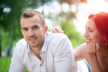 Young couple on a date in the park