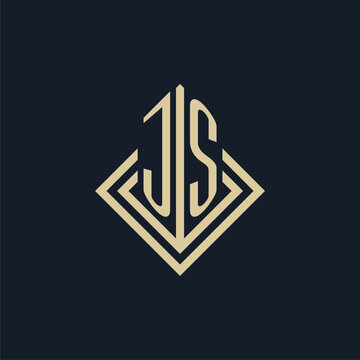 Initials JS logo rhombus lines shape style, luxury modern real estate logo design