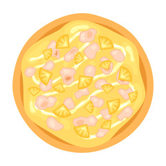 Illustration of hawaiian pizza. Vector flat modern illustration of exotic pizza