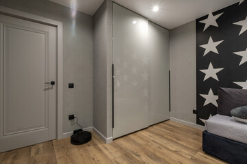 empty corridor in interior of entrance hall of modern apartments