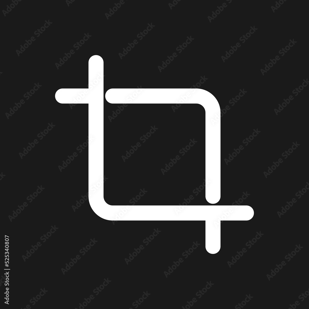 Poster crop picture dark mode glyph ui icon. resizing. simple filled line element. user interface design. w
