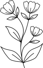 floral flower plant lineart,doodle for invitation card