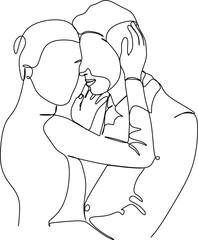 one line drawing of hugging couple vector minimalism. Single hand drawn continuous of man and woman in romantic moment.