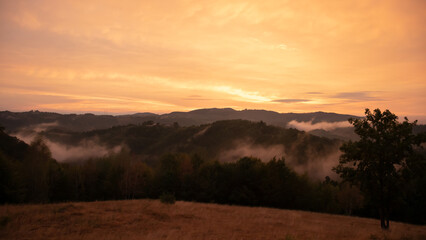 Intense sunset with amazing colors, during summer