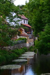 Fototapeta na wymiar Panorama at the River Ilm in the Town Kranichfeld, Thuringia