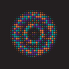 Black Gradient Half. Colorful Halftone Set. Texture Element. Dot Shape. Circle Grunge. Graphic Illustration. Effect Half. Design Illustration.