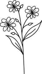 floral flower plant lineart,doodle for invitation card