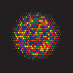 Black Gradient Retro. Colorful Halftone Element. Texture Modern. Dot Gradation. Circle Dots. Graphic Illustration. Effect Background. Design Logo.
