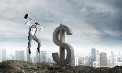Global business and money concepts. Falling dollar currency.