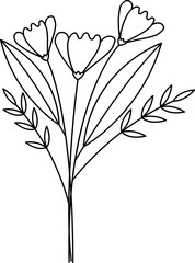 floral flower plant lineart,doodle for invitation card