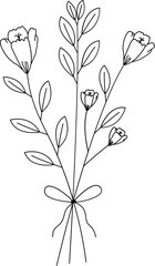 floral flower plant lineart,doodle for invitation card