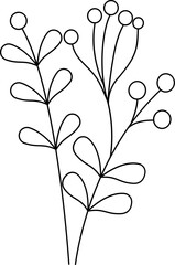 floral flower plant lineart,doodle for invitation card