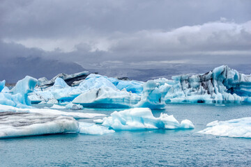 Ice floes at Jokulsarlon glacial lagoon in Iceland