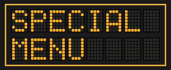 Fototapeta premium Orange color led banner in word special menu on black background