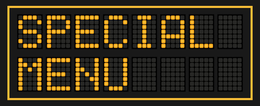 Orange color led banner in word special menu on black background