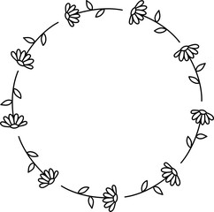Wreath floral flower plant lineart,doodle for invitation card