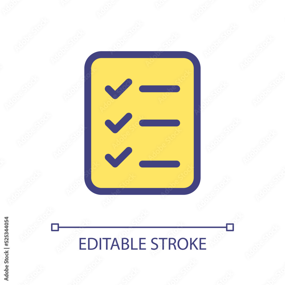 Poster Shopping list pixel perfect RGB color ui icon. Remembering items to shop. Simple filled line element. GUI, UX design for mobile app. Vector isolated pictogram. Editable stroke. Arial font used