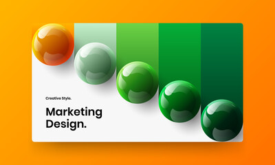 Minimalistic placard vector design illustration. Bright realistic balls corporate identity layout.