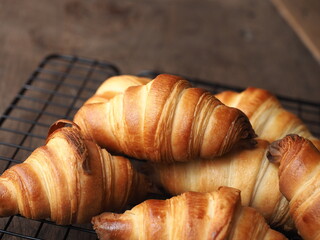 small homemade French butter croissants