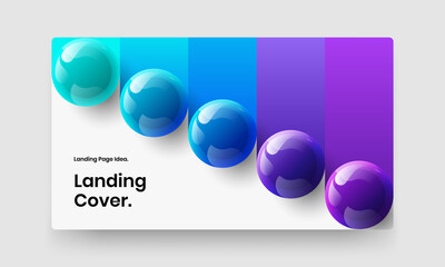 Multicolored landing page design vector template. Abstract realistic balls brochure layout.