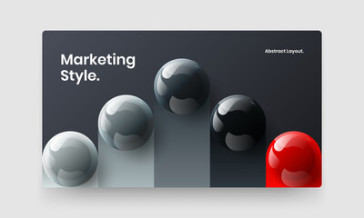 Geometric 3D balls poster illustration. Clean site vector design layout.