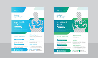 Medical care poster and flyer template design