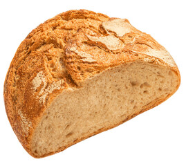 Bread loaf viewed from above isolated on white background. Top view.