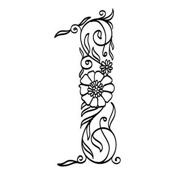 recommend clip art: abstract floral alphabet font in line art design