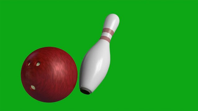 3d pin and bowling ball icon on screen chroma key background seamless infinite loop background 3d animation