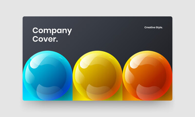 Original 3D balls web banner illustration. Colorful annual report design vector layout.