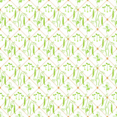 Pea vector seamless pattern. Kitchen print cage