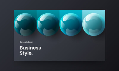 Fresh realistic balls horizontal cover illustration. Clean website design vector template.