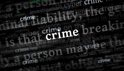 Obraz premium Headline titles media with Crime and criminal 3d illustration