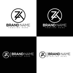 ZK Vector Logo Design Template.  Logo Design. Letters Logo Design Template