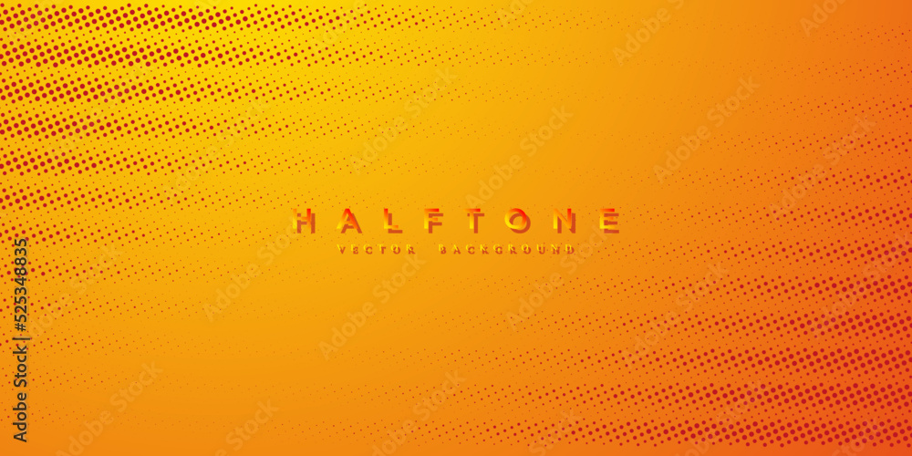 Poster halftone dotted on orange background. abstract polka dot style texture abstract halftone dot pattern