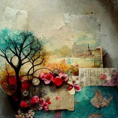 Floral Collage and Scrapbook Backgrounds