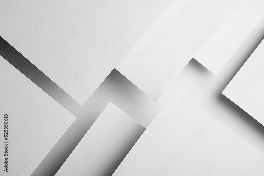 Aufkleber white abstract geometric background with white paper sheets soar as abstract surfaces in glow with t