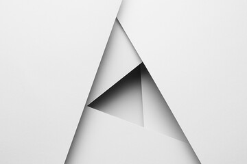 White abstract geometric background with flat spaces, lines and stripe as funnel with perspective, shadows in minimal modern style. Backdrop for business poster, flyer, card. © finepoints