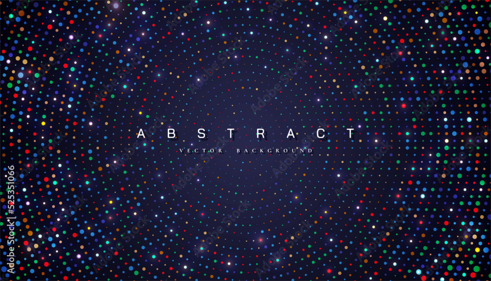 Poster trendy halftone dotted on dark background. abstract circular halftone dot pattern.
