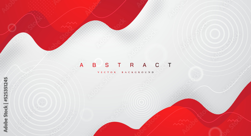 Poster abstract white and red background with wavy shape.