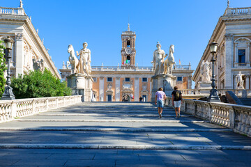 Capitoline Hill on Piazza del Campidoglio Michelangelo Capitoline Steps and Senatorial Palace...