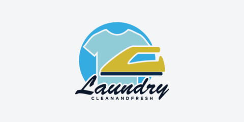 laundry washing machine logo with creative concept for you laundry businees icon