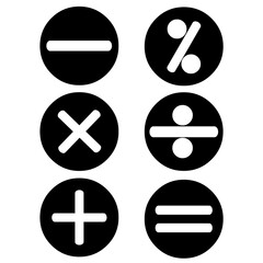 Math round icon set black PNG Royalty Free