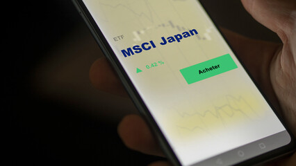 Investir dans un fonds etf msci japan MSCI japan sur un écran. Graphique, courbes, chandelles d'ETF.